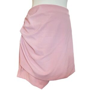 ZARA Pale Pink Draped Assymetrical Mini Skirt size XL